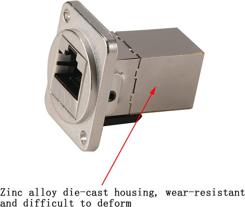 5PCS Panel Mounting RJ45 Cat5/5e/6 8P8C Ethernet LAN Cable Connector Zinc Alloy Housing Double Head Coupler Adapter Female to Female...