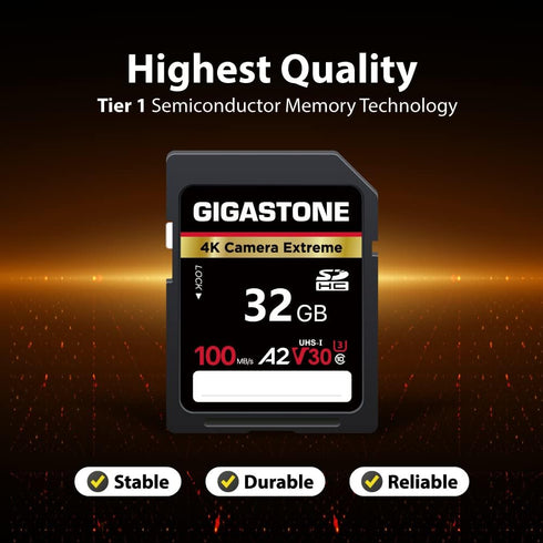 Gigastone 32GB SD Card, 4K Camera Extreme, A2 V30 SDHC Memory Card High Speed 4K Full HD Video Compatible with Canon Nikon Sony Pentax Kodak Olymp...
