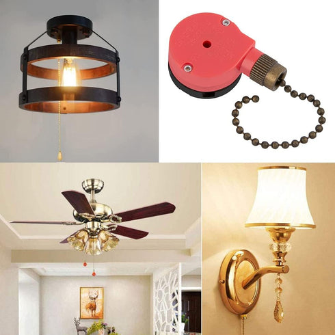 ZE-208s Ceiling Fan Switch, 3 Speed 4 Wire E89885 Pull Chain Switch Appliances Speed Control Ceiling Fan Replacement Part (Bronze Chain)...