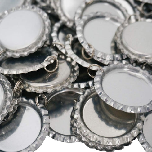 100 Pieces Flattened Bottle caps Double sided, Wholesale Bottle Caps Caps With Split Ring, Silver Bottle Caps Crafts Pendants, Necklaces, Jewelry...