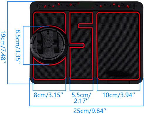 Non-slip Phone Pad for 4-in-1 Car, 2023 New Cool Glow in the Dark Car Dashboard Phone Mat with Temporary Car Parking Card Number Plate and Aromath...