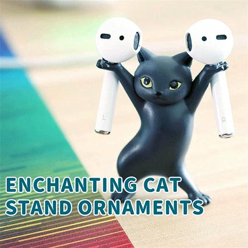 Cute Stuff Home Decor Fun Kitty Decoration for Desk Shelf Magnetic Dance Cat Airpod Holder Headphone Earbuds Holder for Apple AirPods 1& 2 3 Pro, ...