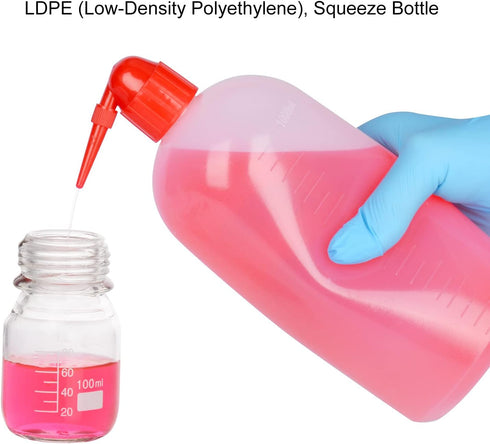 stonylab Chemical Wash Bottle, 2-Pack Lab Sealed Cylindrical Plastic Safety Lab Reagent Squeeze Wash Bottle, Sample Sealing Liquid Storage Contain...