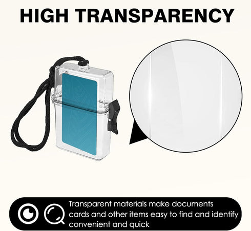 Waterproof ID Card Badge Holder Case - Floating Sports Case with Hanging Ring and Rope - Money and Key Holder - Small Waterproof Case for Swimming...