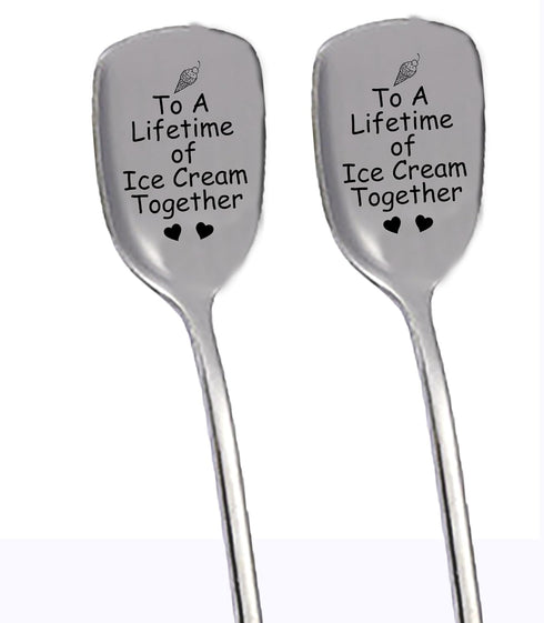 To A Lifetime of Ice Cream Together Gifts For Couple, 2PCS Spoon Christmas Wedding Gifts For Couple,Anniversary Birthday Valentine’s Day Gifts For...