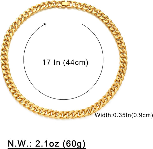 WOWORAMA Two Tone Gold Silver Cuban Link Chain Necklace Choker Unisex Chunky Chain Choker Necklace for Women Men, 18"...