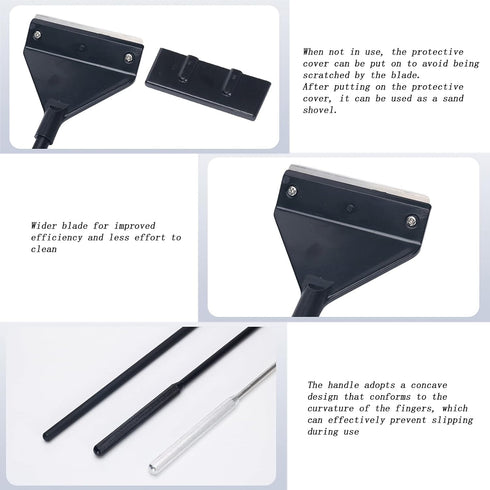 Aluminum Alloy Algae Scraper Lightweight Aquarium Cleaning Tool Length Adjustable Alga Removal Blades Long Telescopic Handle Clean Kit for Fish Ta...