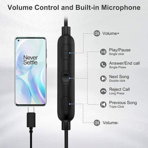 ACAGET USB C Earbuds, Magnetic Type C Earphone for iPhone 15 Pro Max Samsung S24 S23 Plus S22 Ultra Wired Headphone with C Plug Noise Cancelling H...