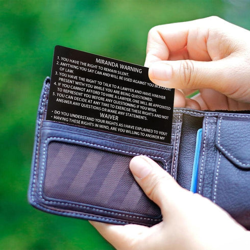 3Pcs Black Miranda Card with Torn American Flag on The Miranda Warning Card Miranda Rights Standard Field Sobriety Test Clues Cards Police Gift,Ca...