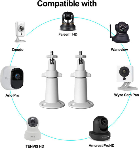 Security Camera Wall Mount Bracket (1/4'') Adjustable Indoor/Outdoor Mount Compatible with Arlo, WYZE, Amcrest, TENVIS, Faleemi, Wansview, CCTV Ca...