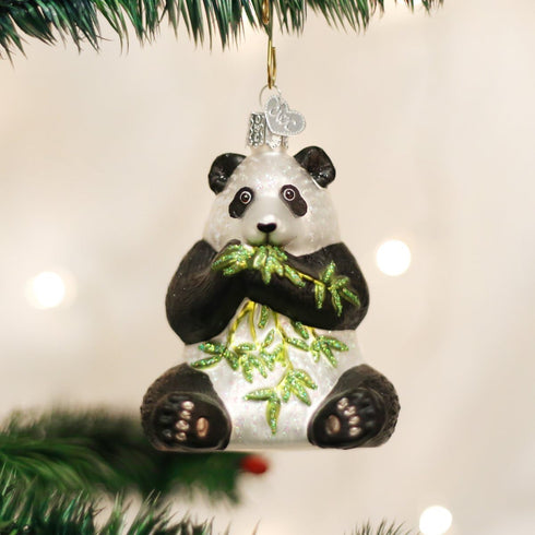 Old World Christmas Ornaments: Panda Glass Blown Ornaments for Christmas Tree...