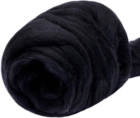 3.53oz Wool Roving Yarn, Wool Felting Supplies, Pure Wools, Chunky Yarn, Spinning Wool Roving for Needle Felting Wet Felting DIY Hand Spinning (Bl...
