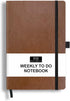 RICCO BELLO Undated Weekly Planner To Do Notebook | Faux Leather Hardcover, for Work, School, Home with Pen Loop, Bookmark, Band Closure, Storage ...