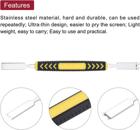 MECCANIXITY 3pcs Metal Crowbar Double Head Metal Spudger Pry Bar Opening Tools Non-Slip for Mobile Phone Electronic Disassembly Repair 6x0.3...