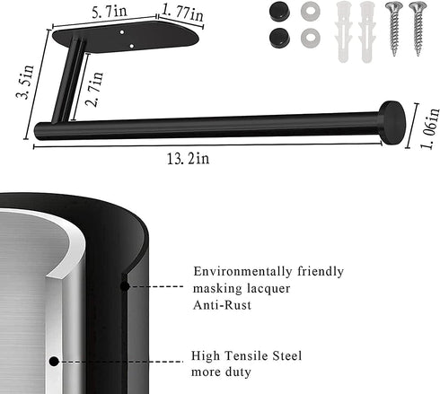 Paper Towel Holder,Paper Towel Holder Under Cabinet Self Adhesive Kitchen Countertop Wall Mount Paper Towel Holders with Screws for Rough Surface,...