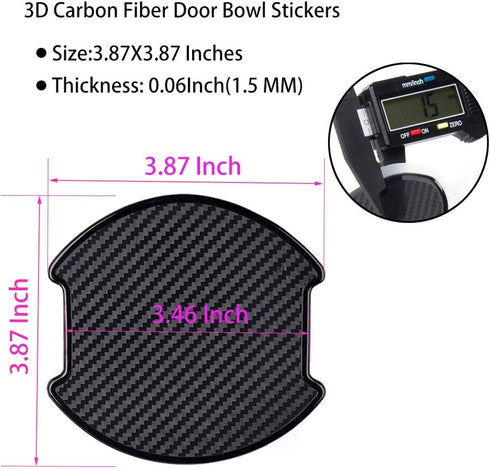 4Pcs TPU Carbon Fiber Like Car Door Handle Cup Protective Sticker Auto Door Paint Guard Car Door Cup Scratch Protection Films Universal Door Handl...