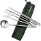 Reusable Travel Utensils, 7 Pieces Portable 18/10 Stainless Steel include Knife Fork Spoon Chopsticks Cleaning Brush Straws Portable Pouch, Eco-fr...