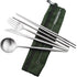 Reusable Travel Utensils, 7 Pieces Portable 18/10 Stainless Steel include Knife Fork Spoon Chopsticks Cleaning Brush Straws Portable Pouch, Eco-fr...