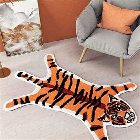 Tiger Print Rug,Cute Faux Tiger Rug Small Area Rugs for Home Decor Fluffy Animal Print Kids Carpet for Livingroom Bedroom,Orange 1.8x2.8 ft / 21.6...