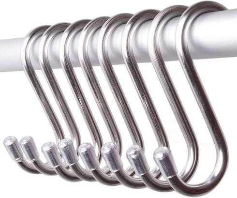 GCA 10 Pack 304 Stainless Steel Heavy-Duty S Shaped Hooks Kitchen Pot Pan Hanger Clothes Storage Rack...