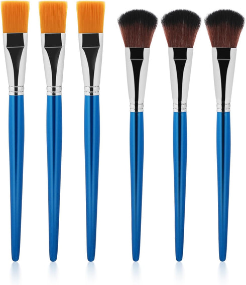 6 PCS Mop Brush for Acrylic Painting 1 Inch Face Paint Brushes with Wooden Handle Oval Blending Brushes for Acrylic Painting, Watercolor, Face Bod...