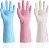 KINGFINGER Household Cleaning Gloves, 3 Pairs Reusable Rubber Gloves Cleaning, Latex Free Dishwashing Gloves, Flocked Cotton Liner, Water Resistan...