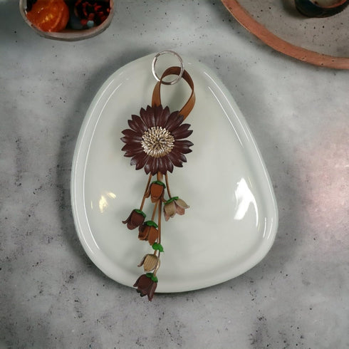 Flower Keychain Purse Tassels Charms Women Handbags Designer Bag Accessories Keyring Decor Sunflower Key Ring 8'' Long (Brown)...
