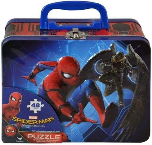Spiderman Homecoming 48pc Puzzle Inside Lunch Tin Box, 7.5" X 6" X 3", Red, Blue & Multi...