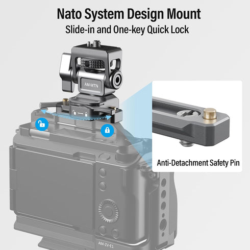 SIRUI Camera Monitor Holder with NATO System Mount, 360° Swivel and 180° Tilt Field Monitor Mount for 5” and 7” Monitor, NATO Rail Included, AM-MT...