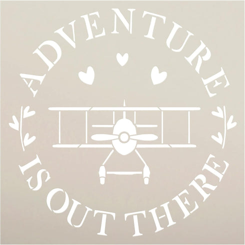 Adventure is Out There Airplane Stencil by StudioR12 | Craft DIY Kids Bedroom Decor | Paint Playroom Sign | Reusable Mylar Template | Select Size ...