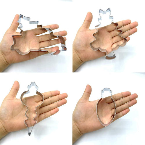 LILIAO Christmas Cookie Cutter Set, 4-pc, Pickup Truck with Christmas Tree, Christmas Tree, Light Bulb and Christmas Ornament Biscuit Fondant Cutt...