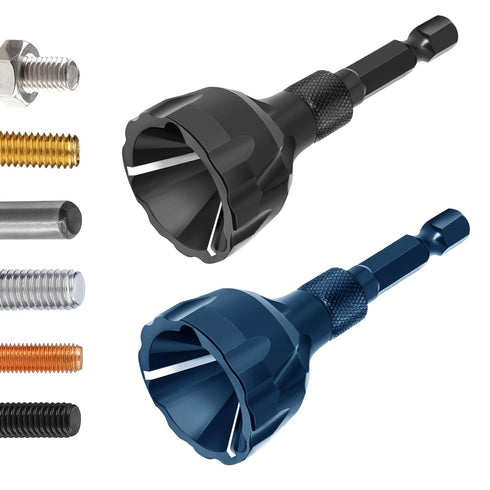 Hakkin 2Pack Hex Shank Deburring External Chamfer Tool with Carbide Blade, Quick Release Deburring Chamfering Drill Bit Repairing Damaged Bolts Sc...