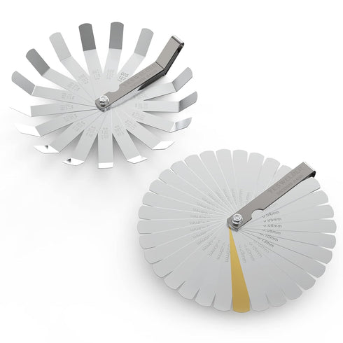 YESWELDER Thickness Gauges 32 blades Feeler Gauge 0.0015-0.035"/16 Pieces Offset Feeler Gauge Set 0.005-0.020", Dual Marked Gap Measuring Tool Kit...