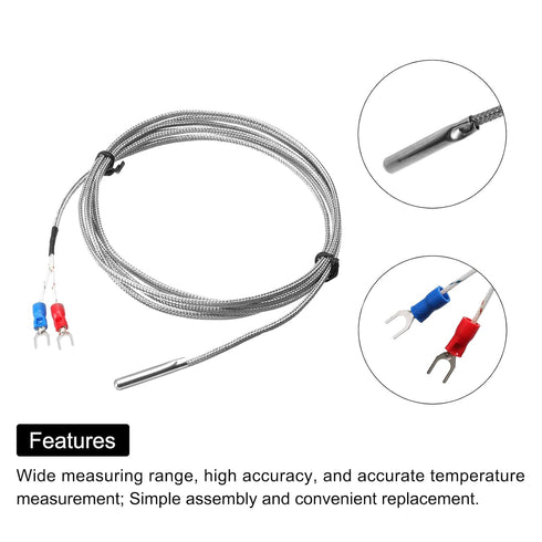 MECCANIXITY E Type Thermocouple Temperature Sensor Probe 4x30mm 6.6ft Wire 0 to 600°C(32 to 1112°F) Stainless Steel...