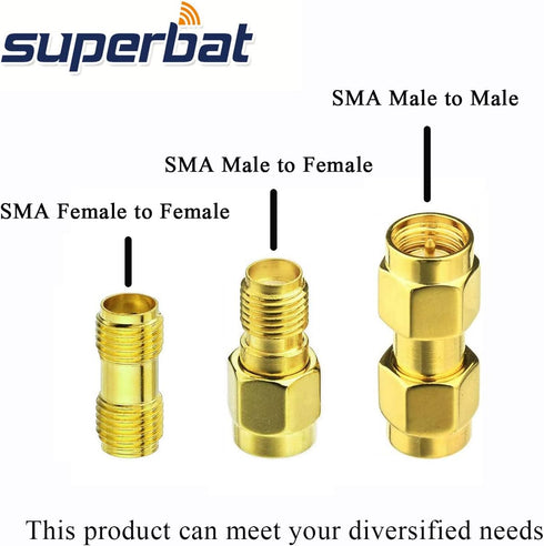 Superbat RF coaxial SMA Male to SMA Female Bulkhead RG174 6.56ft Cable + 3pcs RF Coax SMA Adapter Kit for SDR Equipment Antenna Ham Radio,3G 4G LT...