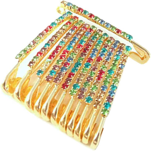 Golden Color and Multicolored Stones Safety pin Set of 24...