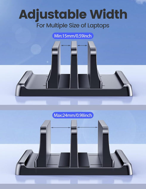 Vaydeer Vertical Laptop Stand for Desk, Dual Slots Plastic Laptop Holder with Space Saving 4-in-1 Design, Adjustable Laptop Stand Supports MacBook...