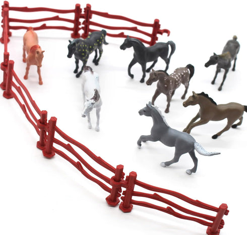 Animal Assorted Mini Plastic Figures Toy Set, Educational Party Cake Topper, Goody Bag Filler (8pcs horse)...