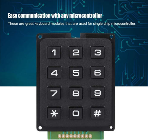 3x4 Mini Universal Keypad Module for Single Chip Microcontroller, 12 Keys Portable External Keypad, Numeric Keypad Module for Projector Controller...
