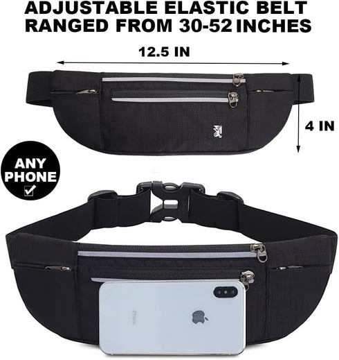 Peicees Fanny Pack with Water Bottle Holder Waist Bag for Men Women Water Resistant Lightweight Reflective Adjustable Running Belt Headphone Bag T...