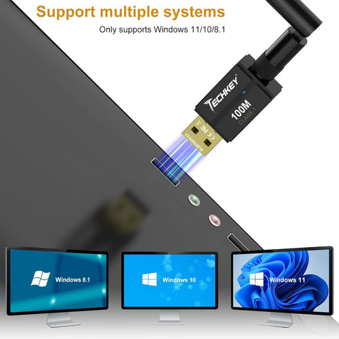 Long Range USB Bluetooth 5.3 Adapter for Desktop PC - 328FT Wireless Transfer for Mouse, Keyboard, Headphones - Win11/10/8.1 Support...