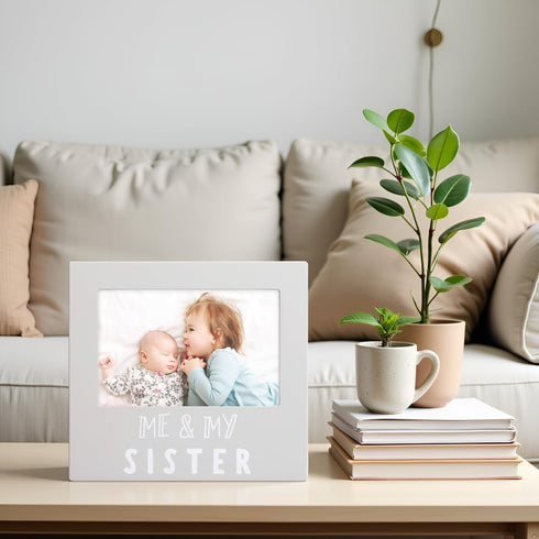 Pearhead Me & My Sister Sentiment Photo Frame, Big Sister or Brother Gift, Sibilng Pictures, Gray...