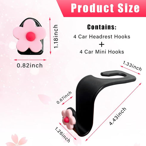 8 PCS Car Seat Headrest Hook, Auto Seat Hook Hanger Storage Organizer, Adhesive Hooks for Purse Coat Umbrella Grocery Bag, Universal Interior Acce...