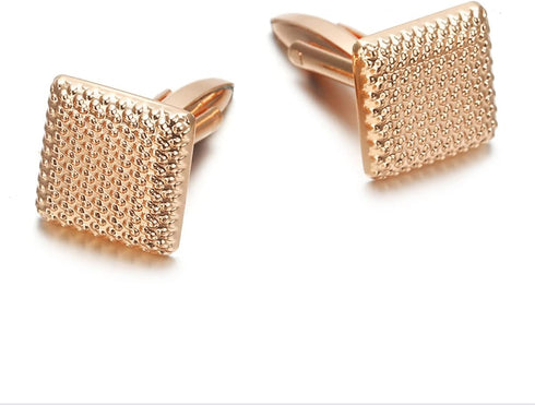 PinkGold Metal Textured Cuff Links Luxury French Tuxedo Shirt Cufflinks...