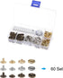 uxcell 60 Sets Leather Snap Fasteners Kit 10mm Metal Press Studs Buttons Tool with 4 Setter Tools & Storage Box for Clothing Leather Sewing...