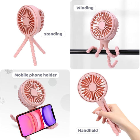Portable Baby Stroller Fan, Battery Operated Mini Clip Fan, Detachable 3 Speed Rechargeable 360° Rotate Handheld Desk Cooling Fan for Car Seat Cri...
