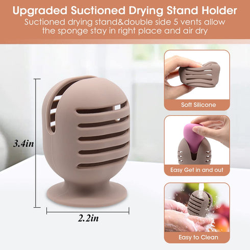 4Pack Makeup Brush Sponge Holder,Silicone Makeup Brush Covers Bag Travel Beauty Blender Holders Suctioned Drying Stand,Magnetic Makeup Brushes Cas...