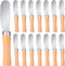 Patelai 15 Pieces Mini Butter Spreader Knife Bulk 4. 5 Inch Wide Blade Stainless Steel Knife with Wood Handle Multipurpose Cheese Butter Spreader ...