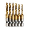 AUTOTOOLHOME 6 Pack Titanium Combination Drill Tap Bit Set Screw Tapping SAE 6-32NC 8-32NC 10-24NC 10-32NC 12-24NC 1/4-20NC...
