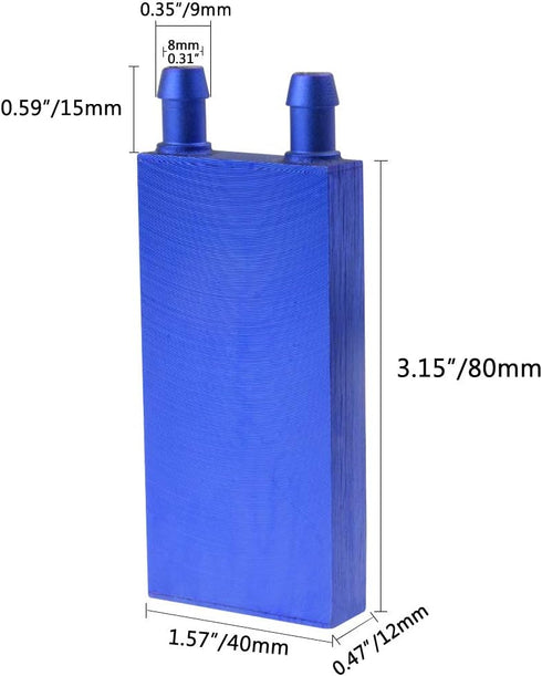 Aluminum Water Cooling Block for CPU Graphics Radiator Heatsink 40x 80mm Blue...